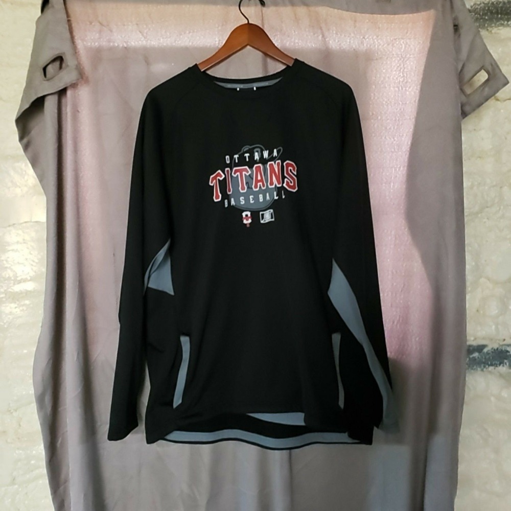 Ottawa Titans Shirt Mens XL Black Baseball New Balance Long Sleeve Pullover